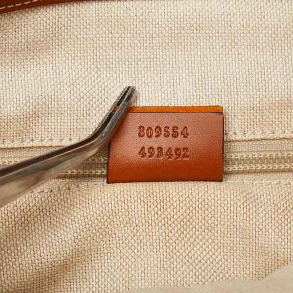 グッチ トートバッグ 309554 ベージュ レザー ラフィア レディース GUCCI 【中古】