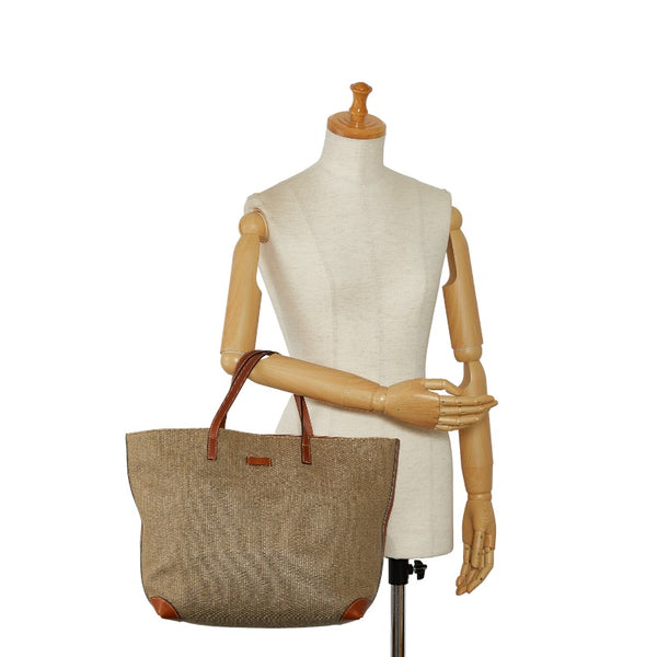 グッチ トートバッグ 309554 ベージュ レザー ラフィア レディース GUCCI 【中古】