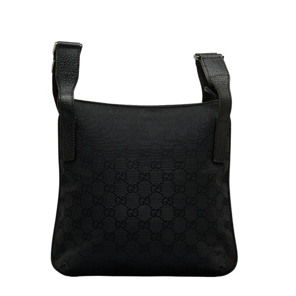 グッチ GGキャンバス 斜め掛け ショルダーバッグ 122793 ブラック キャンバス レザー レディース GUCCI 【中古】