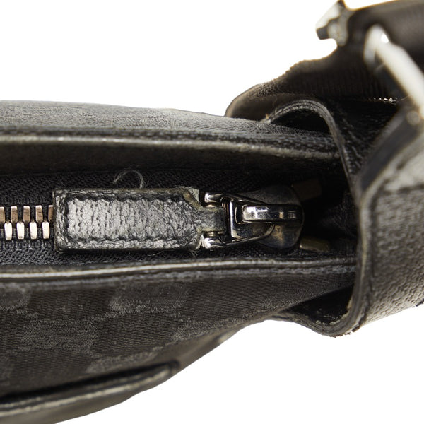 グッチ GGキャンバス 斜め掛け ショルダーバッグ 122793 ブラック キャンバス レザー レディース GUCCI 【中古】