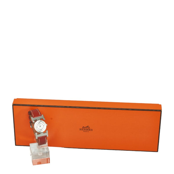 エルメス パプリカ 腕時計 PA1.210 クオーツ シルバー文字盤 ステンレススチール レザー レディース HERMES 【中古】