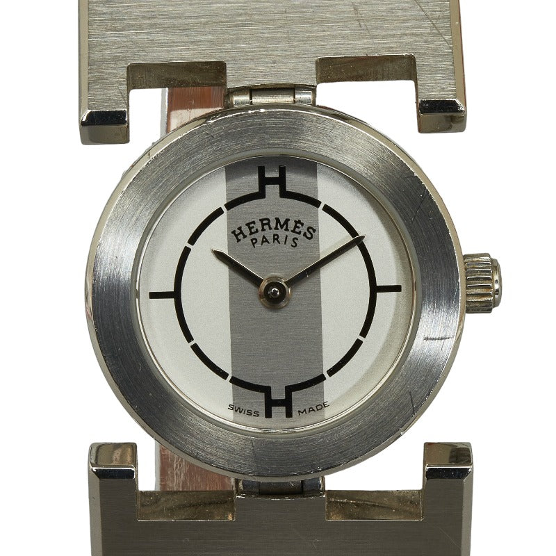 エルメス パプリカ 腕時計 PA1.210 クオーツ シルバー文字盤 ステンレススチール レザー レディース HERMES 【中古】