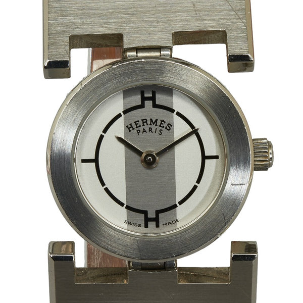 エルメス パプリカ 腕時計 PA1.210 クオーツ シルバー文字盤 ステンレススチール レザー レディース HERMES 【中古】