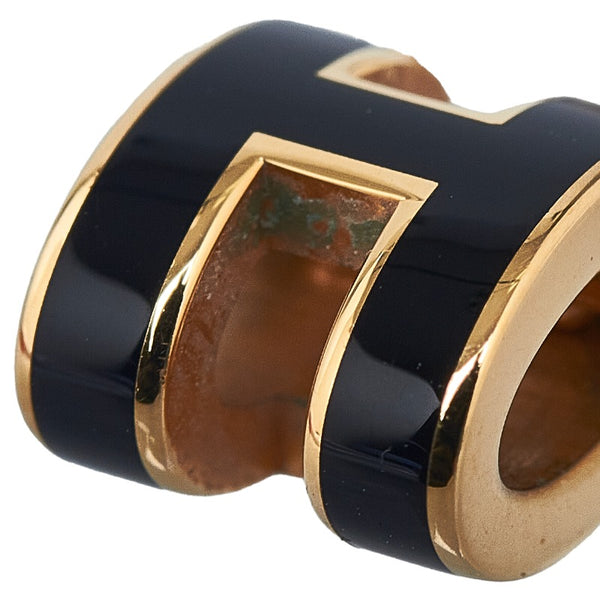 エルメス ミニポップアッシュ H ネックレス ブラック ローズゴールド スティール レディース HERMES 【中古】