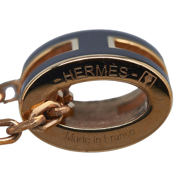エルメス ミニポップアッシュ H ネックレス ブラック ローズゴールド スティール レディース HERMES 【中古】