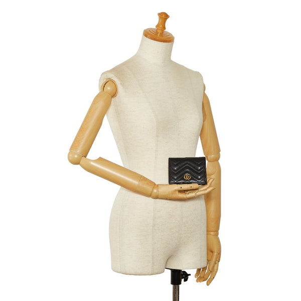 グッチ GGマーモント 二つ折り財布 コンパクトウォレット 466492 ブラック レザー レディース GUCCI 【中古】