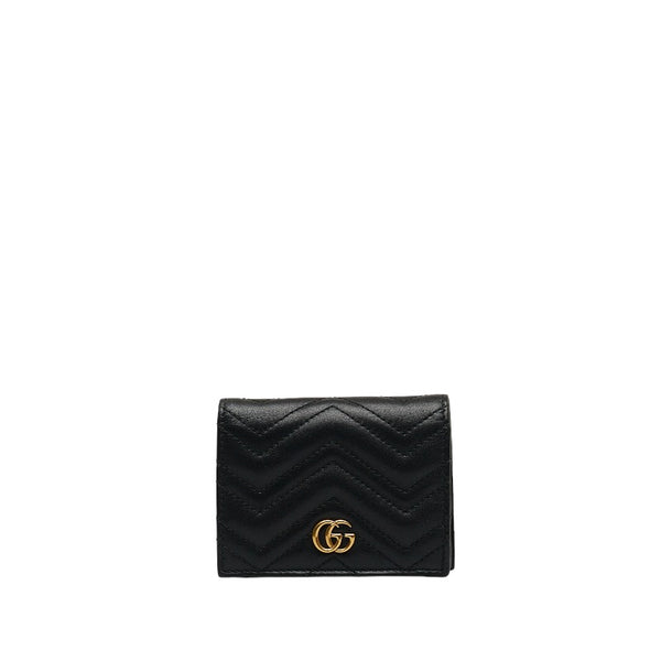 グッチ GGマーモント 二つ折り財布 コンパクトウォレット 466492 ブラック レザー レディース GUCCI 【中古】