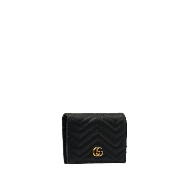 グッチ GGマーモント 二つ折り財布 コンパクトウォレット 466492 ブラック レザー レディース GUCCI 【中古】