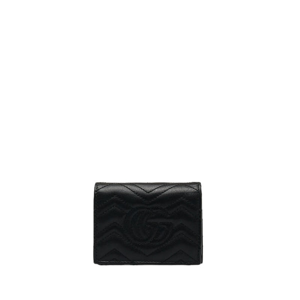 グッチ GGマーモント 二つ折り財布 コンパクトウォレット 466492 ブラック レザー レディース GUCCI 【中古】