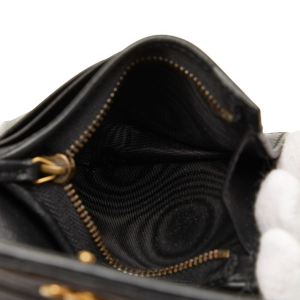 グッチ GGマーモント 二つ折り財布 コンパクトウォレット 466492 ブラック レザー レディース GUCCI 【中古】