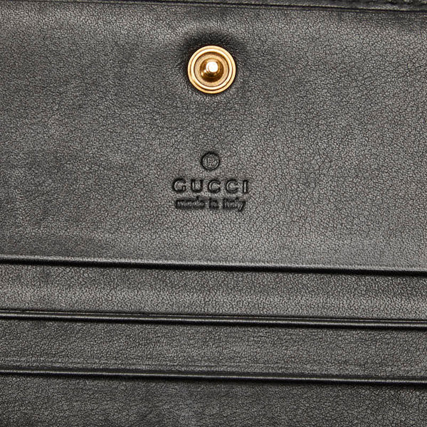 グッチ GGマーモント 二つ折り財布 コンパクトウォレット 466492 ブラック レザー レディース GUCCI 【中古】