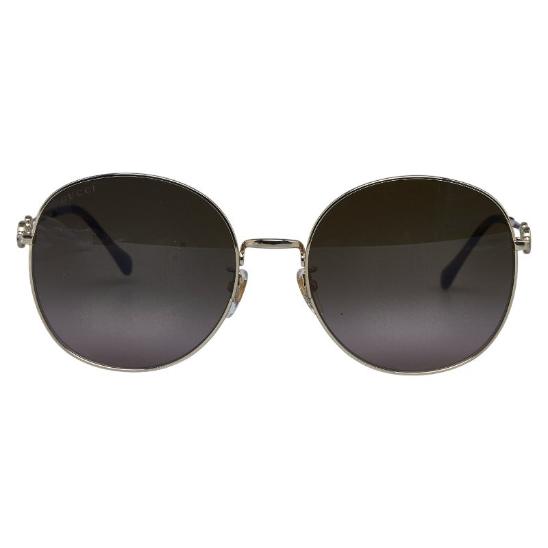グッチ ホースビット アジアンフィット サングラス GG0881SA ゴールド ブラウン メッキ プラスチック レディース GUCCI 【中古】