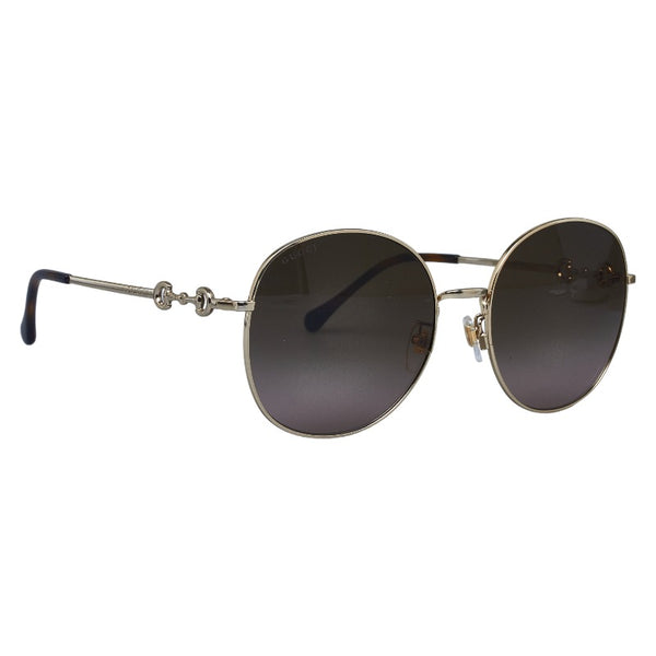 グッチ ホースビット アジアンフィット サングラス GG0881SA ゴールド ブラウン メッキ プラスチック レディース GUCCI 【中古】