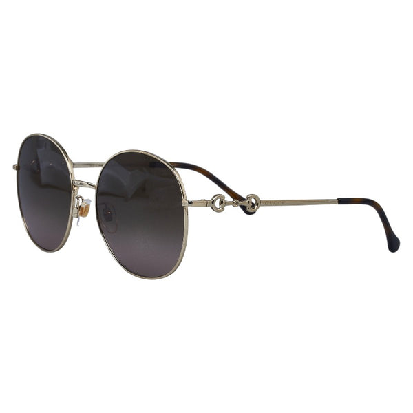 グッチ ホースビット アジアンフィット サングラス GG0881SA ゴールド ブラウン メッキ プラスチック レディース GUCCI 【中古】