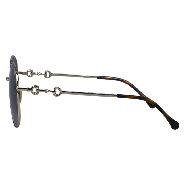 グッチ ホースビット アジアンフィット サングラス GG0881SA ゴールド ブラウン メッキ プラスチック レディース GUCCI 【中古】