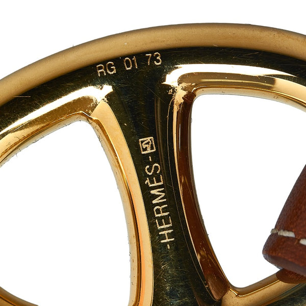 エルメス シェーヌダンクル ドゥブルトゥール ブレスレット レザー メッキ レディース HERMES 【中古】