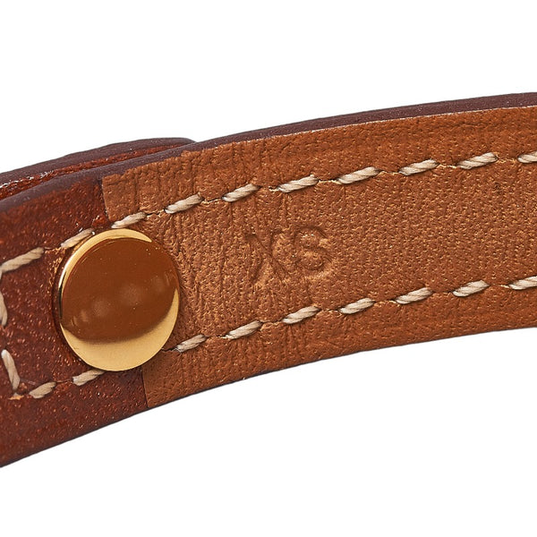 エルメス シェーヌダンクル ドゥブルトゥール ブレスレット レザー メッキ レディース HERMES 【中古】