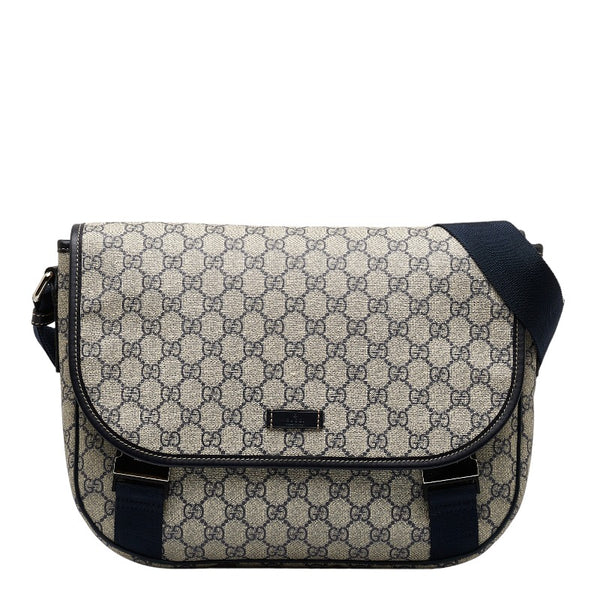 グッチ GGスプリーム 斜め掛けショルダーバッグ メッセンジャーバッグ 201732 ベージュ PVC レザー レディース GUCCI 【中古】