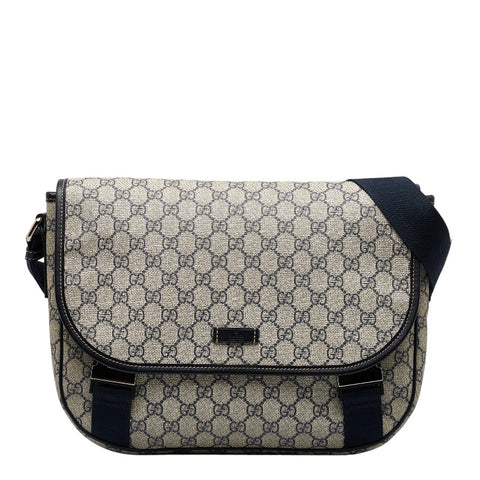 グッチ GGスプリーム 斜め掛けショルダーバッグ メッセンジャーバッグ 201732 ベージュ PVC レザー レディース GUCCI 【中古】