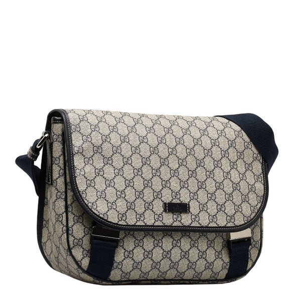 グッチ GGスプリーム 斜め掛けショルダーバッグ メッセンジャーバッグ 201732 ベージュ PVC レザー レディース GUCCI 【中古】