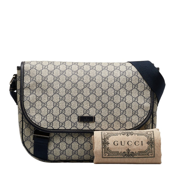 グッチ GGスプリーム 斜め掛けショルダーバッグ メッセンジャーバッグ 201732 ベージュ PVC レザー レディース GUCCI 【中古】