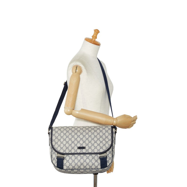 グッチ GGスプリーム 斜め掛けショルダーバッグ メッセンジャーバッグ 201732 ベージュ PVC レザー レディース GUCCI 【中古】