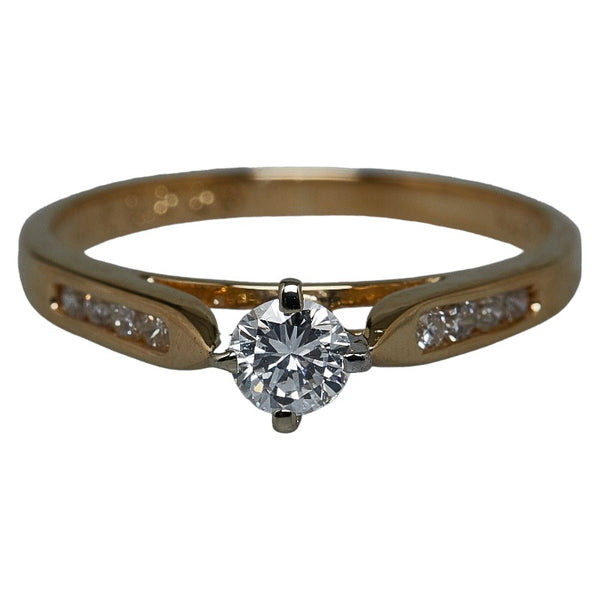 イエローゴールド ダイヤ0.229ct 田中貴金属 1Pダイヤ リング 指輪 レディース 11号 【中古】
