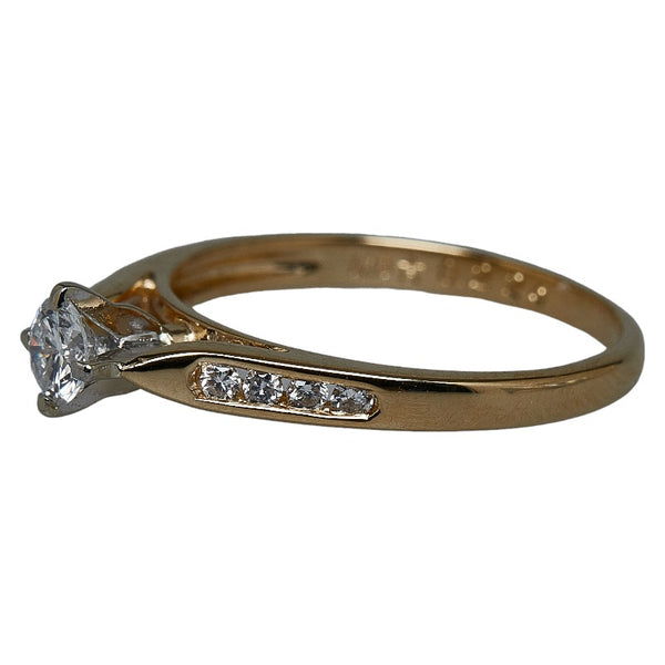 イエローゴールド ダイヤ0.229ct 田中貴金属 1Pダイヤ リング 指輪 レディース 11号 【中古】