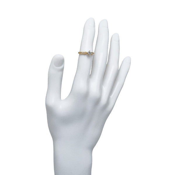 イエローゴールド ダイヤ0.229ct 田中貴金属 1Pダイヤ リング 指輪 レディース 11号 【中古】