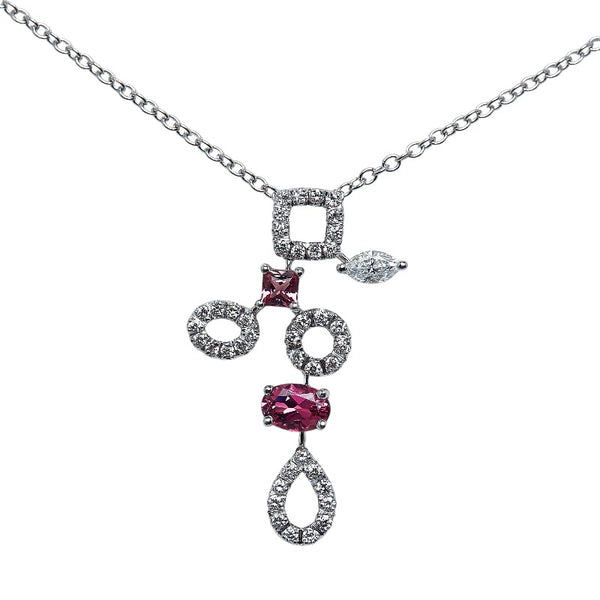 ポンテヴェキオ K18WG ホワイトゴールド ピンクトルマリン ダイヤ0.57ct ペンダントネックレス レディース Ponte Vecchio 【中古】