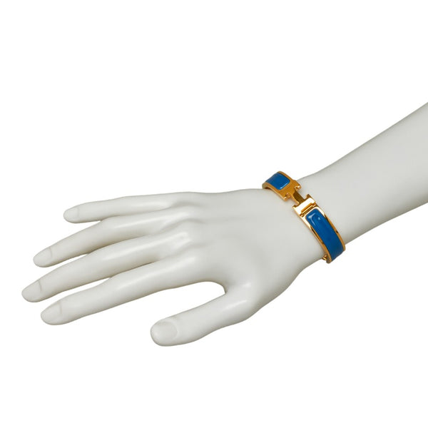 エルメス ファン クリックH バングル ブレスレット ゴールド ブルー メッキ エナメル レディース HERMES 【中古】