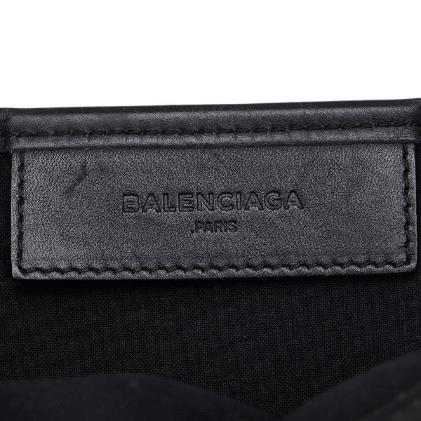 バレンシアガ ネイビー スモール カバス ハンドバッグ トートバッグ 339933 ホワイト ブラック キャンバス レザー レディース BALENCIAGA 【中古】