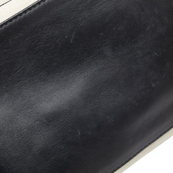 バレンシアガ ネイビー スモール カバス ハンドバッグ トートバッグ 339933 ホワイト ブラック キャンバス レザー レディース BALENCIAGA 【中古】