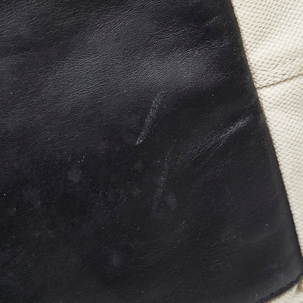バレンシアガ ネイビー スモール カバス ハンドバッグ トートバッグ 339933 ホワイト ブラック キャンバス レザー レディース BALENCIAGA 【中古】