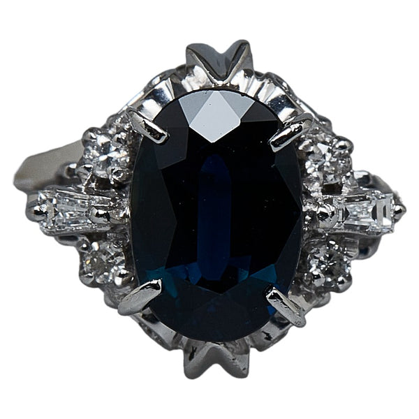Pt900 プラチナ サファイア1.59ct ダイヤ0.11ct リング 指輪 レディース 12号 【中古】