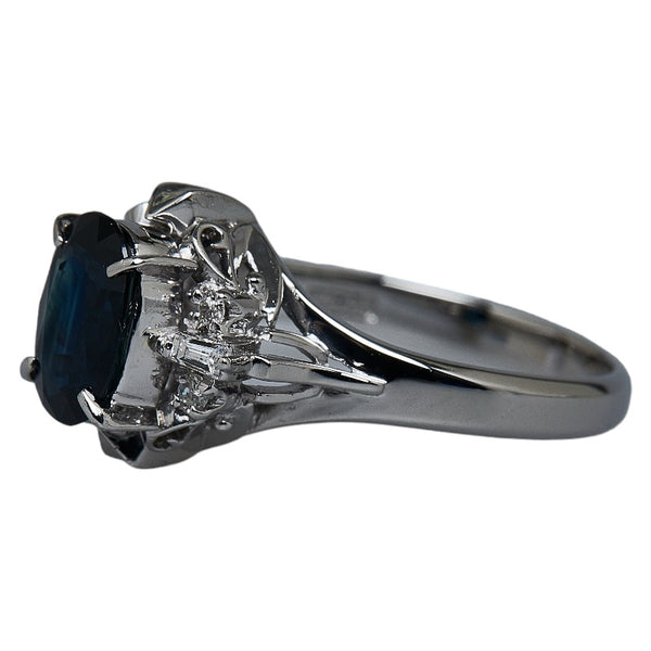 Pt900 プラチナ サファイア1.59ct ダイヤ0.11ct リング 指輪 レディース 12号 【中古】