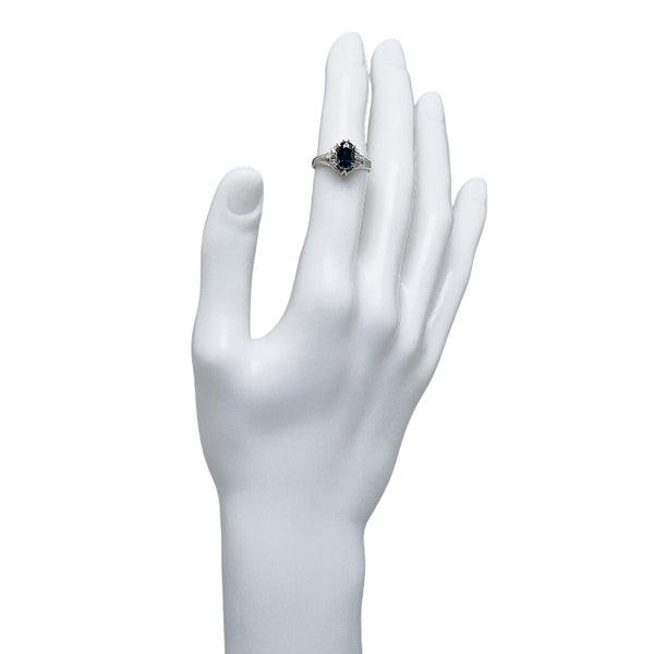 Pt900 プラチナ サファイア1.59ct ダイヤ0.11ct リング 指輪 レディース 12号 【中古】