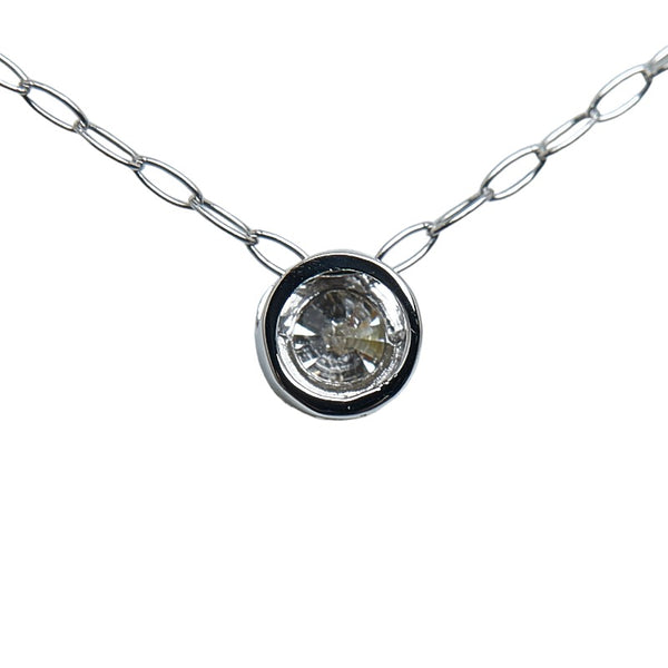 Pt900 プラチナ Pt850 プラチナ ダイヤ0.08ct ネックレス レディース 【中古】
