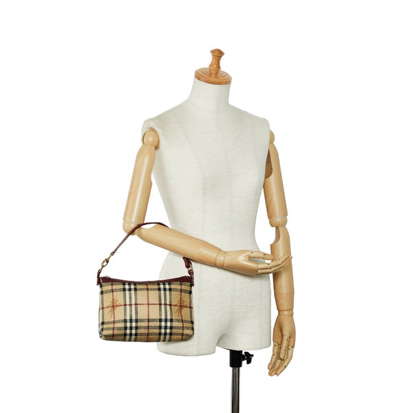 バーバリー ノバチェック シャドーホース ハンドバッグ ベージュ マルチカラー PVC レザー レディース BURBERRY 【中古】