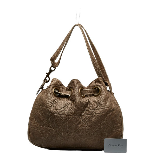 ディオール カナージュ ハンドバッグ ワンショルダーバッグ シャンパンゴールド レザー レディース Dior 【中古】
