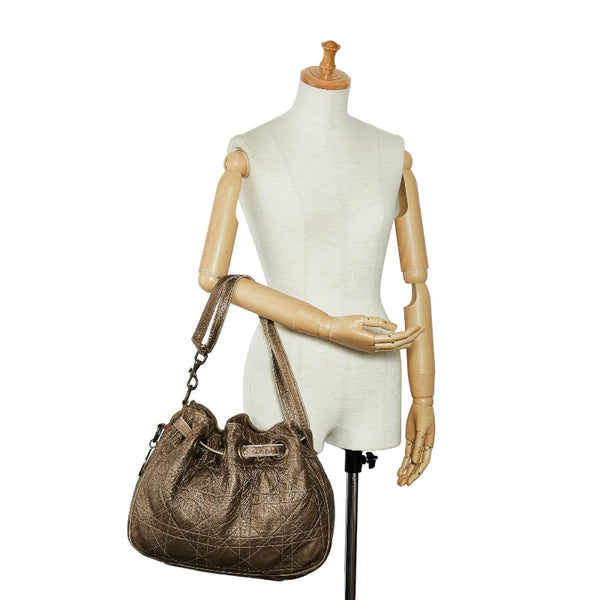 ディオール カナージュ ハンドバッグ ワンショルダーバッグ シャンパンゴールド レザー レディース Dior 【中古】
