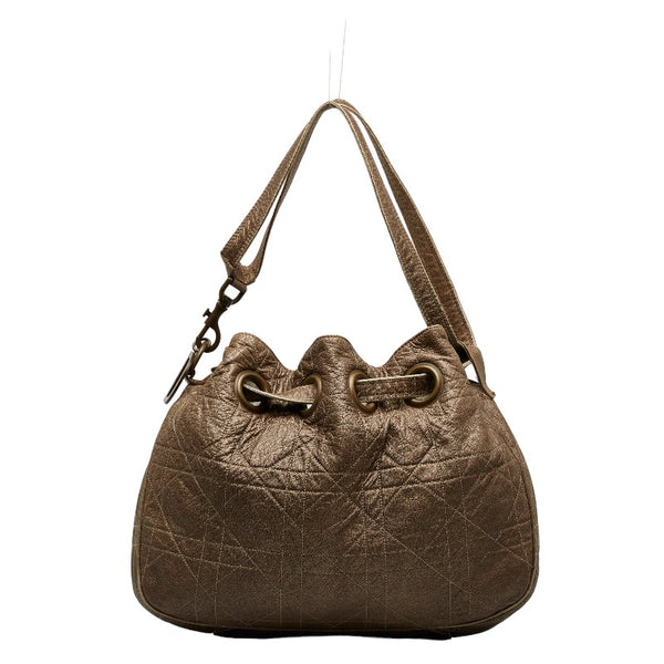 ディオール カナージュ ハンドバッグ ワンショルダーバッグ シャンパンゴールド レザー レディース Dior 【中古】