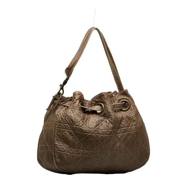 ディオール カナージュ ハンドバッグ ワンショルダーバッグ シャンパンゴールド レザー レディース Dior 【中古】