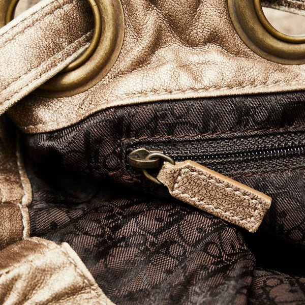 ディオール カナージュ ハンドバッグ ワンショルダーバッグ シャンパンゴールド レザー レディース Dior 【中古】