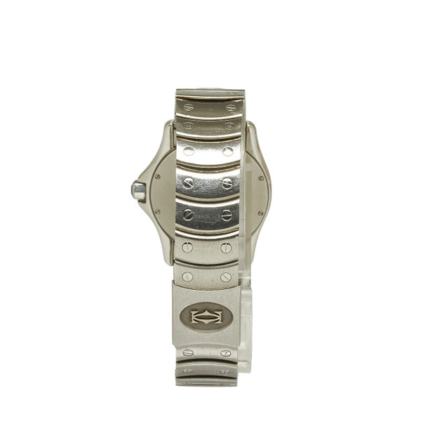 カルティエ サントスクーガー MM 腕時計 W20027K1 クオーツ ホワイト文字盤 ステンレススチール レディース CARTIER 【中古】