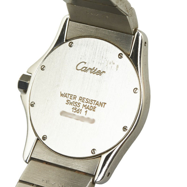 カルティエ サントスクーガー MM 腕時計 W20027K1 クオーツ ホワイト文字盤 ステンレススチール レディース CARTIER 【中古】