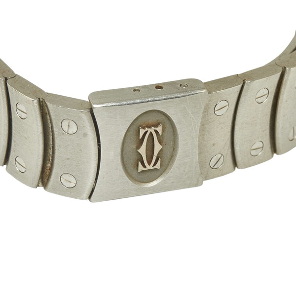 カルティエ サントスクーガー MM 腕時計 W20027K1 クオーツ ホワイト文字盤 ステンレススチール レディース CARTIER 【中古】