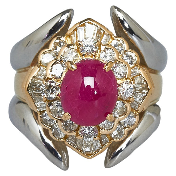 Pt900ベース/K18コンビ ルビー2.57ct ダイヤ1.52ct リング 指輪 レディース 13.5号 【中古】