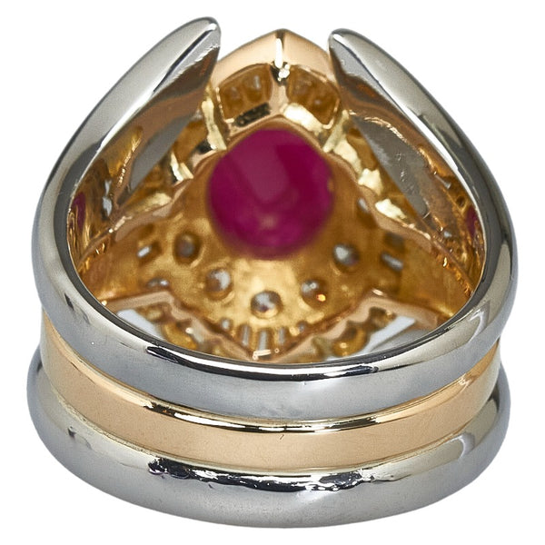 Pt900ベース/K18コンビ ルビー2.57ct ダイヤ1.52ct リング 指輪 レディース 13.5号 【中古】