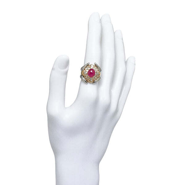 Pt900ベース/K18コンビ ルビー2.57ct ダイヤ1.52ct リング 指輪 レディース 13.5号 【中古】